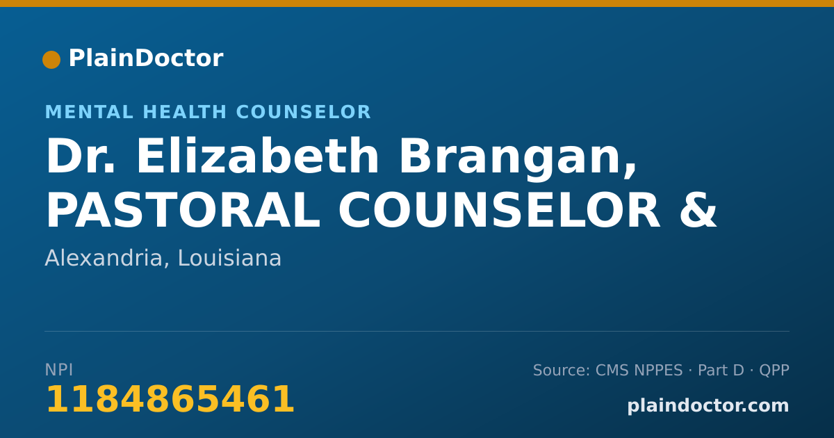 Shareable card for Elizabeth Brangan, PASTORAL COUNSELOR & - Mental Health Counselor, Alexandria, LA