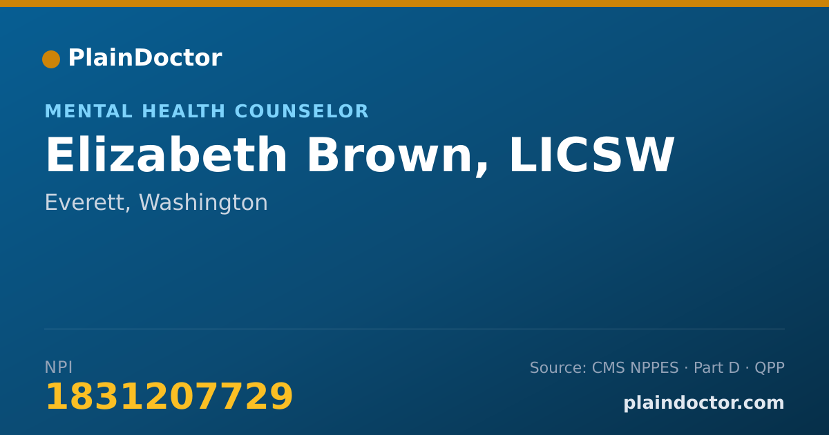 Shareable card for Elizabeth Brown, LICSW - Mental Health Counselor, Everett, WA