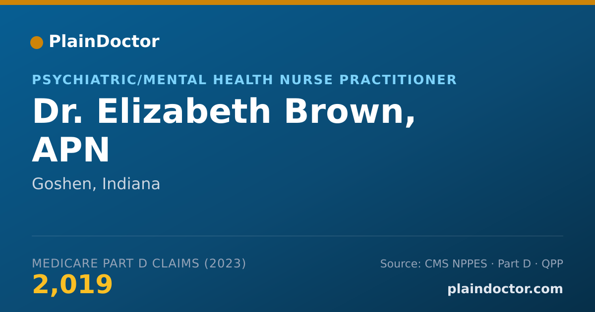 Shareable card for Elizabeth Brown, APN - Psychiatric/Mental Health Nurse Practitioner, Goshen, IN