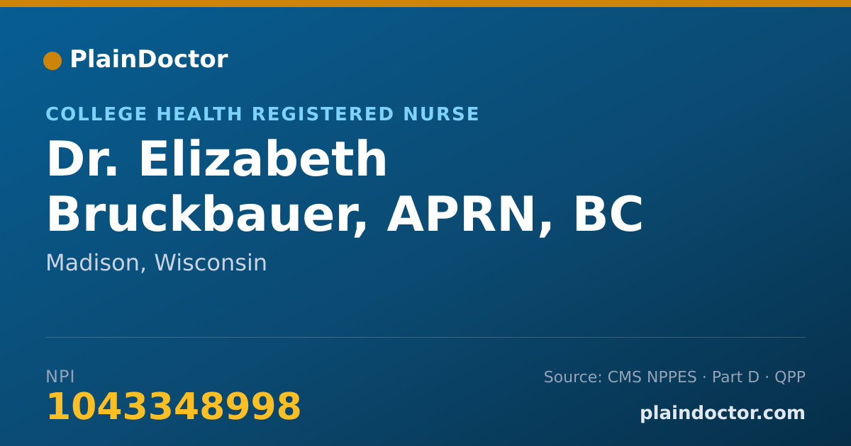 Shareable card for Elizabeth Bruckbauer, APRN, BC - College Health Registered Nurse, Madison, WI