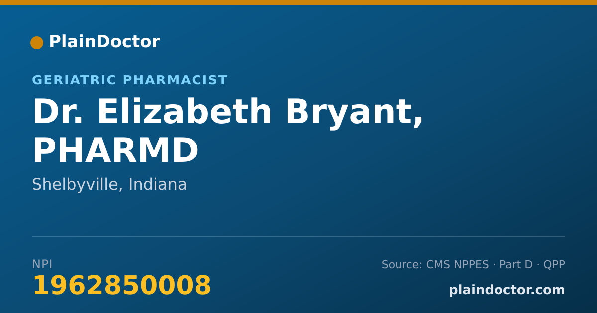 Shareable card for Elizabeth Bryant, PHARMD - Geriatric Pharmacist, Shelbyville, IN