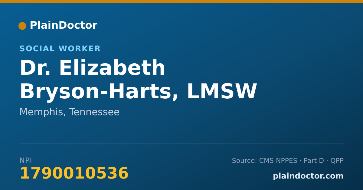 Shareable card for Elizabeth Bryson-Harts, LMSW - Social Worker, Memphis, TN