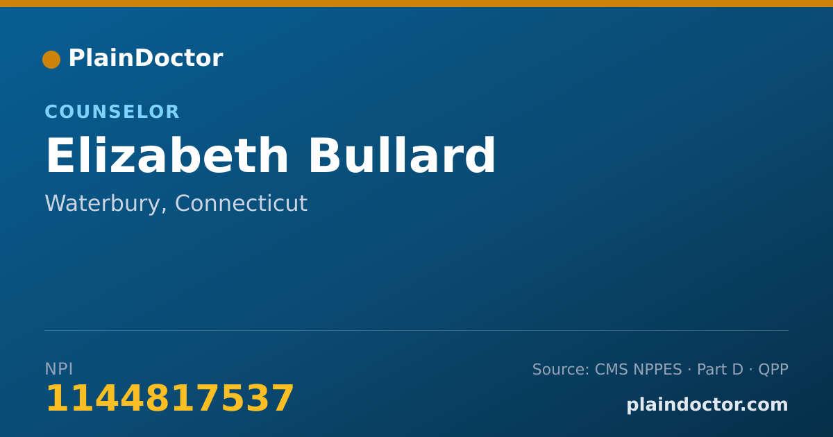 Shareable card for Elizabeth Bullard - Counselor, Waterbury, CT