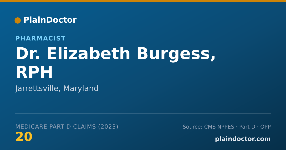 Shareable card for Elizabeth Burgess, RPH - Pharmacist, Jarrettsville, MD