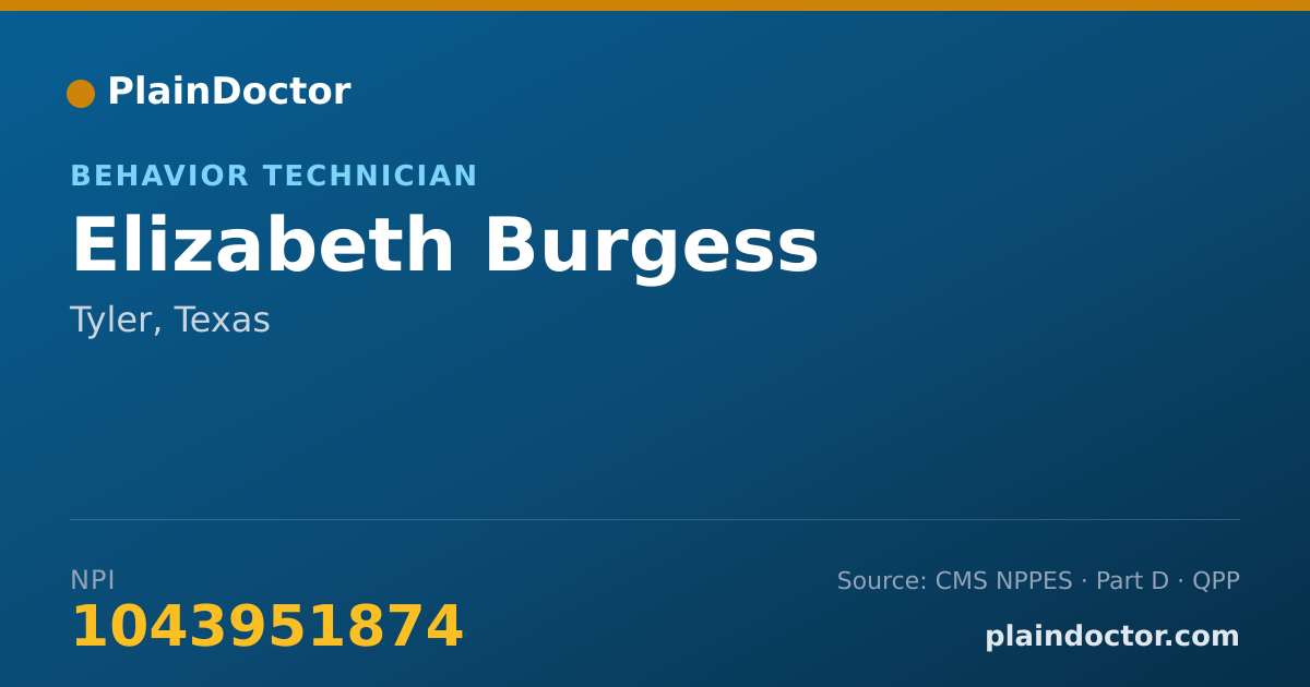 Shareable card for Elizabeth Burgess - Behavior Technician, Tyler, TX