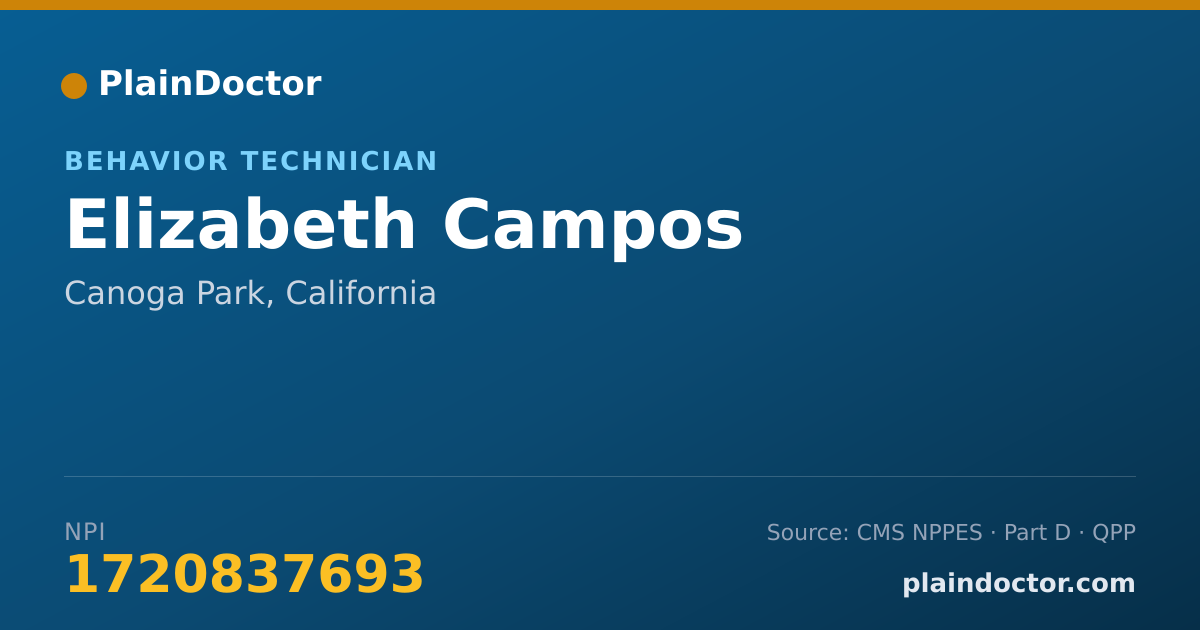 Shareable card for Elizabeth Campos - Behavior Technician, Canoga Park, CA