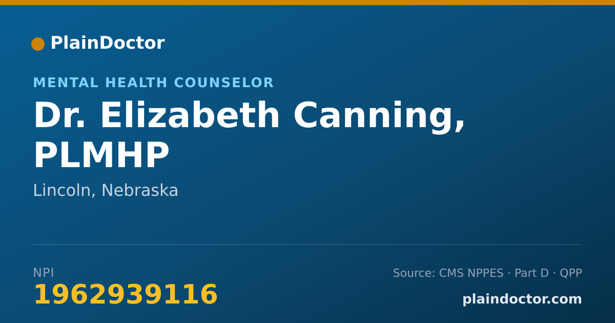 Shareable card for Elizabeth Canning, PLMHP - Mental Health Counselor, Lincoln, NE