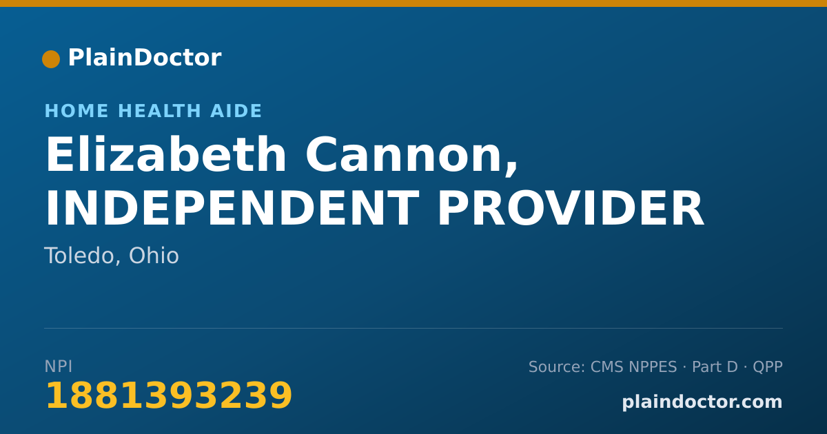 Shareable card for Elizabeth Cannon, INDEPENDENT PROVIDER - Home Health Aide, Toledo, OH