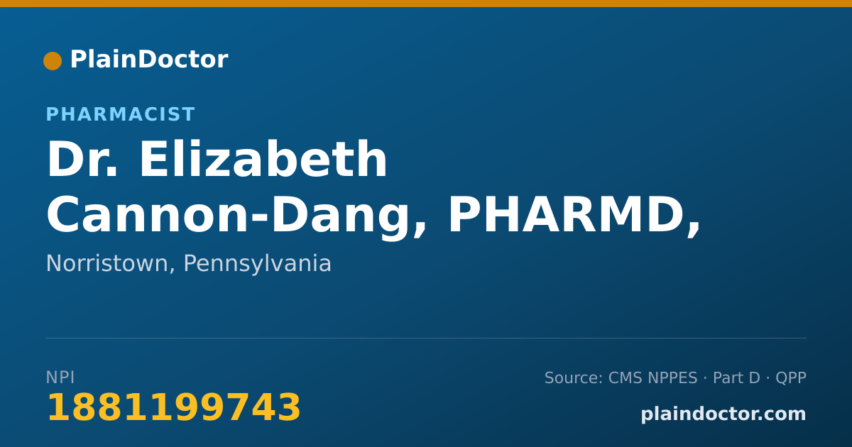 Shareable card for Elizabeth Cannon-Dang, PHARMD, MPH - Pharmacist, Norristown, PA