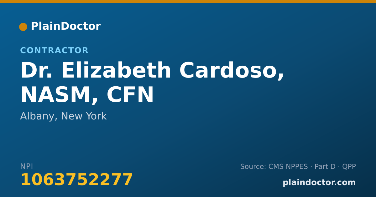 Shareable card for Elizabeth Cardoso, NASM, CFN - Contractor, Albany, NY