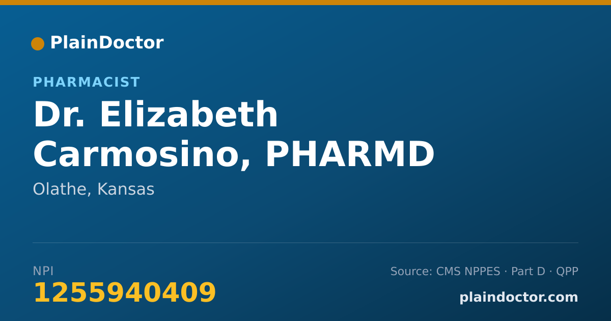 Shareable card for Elizabeth Carmosino, PHARMD - Pharmacist, Olathe, KS