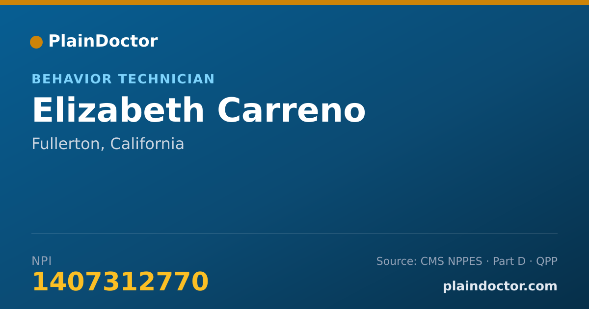 Shareable card for Elizabeth Carreno - Behavior Technician, Fullerton, CA