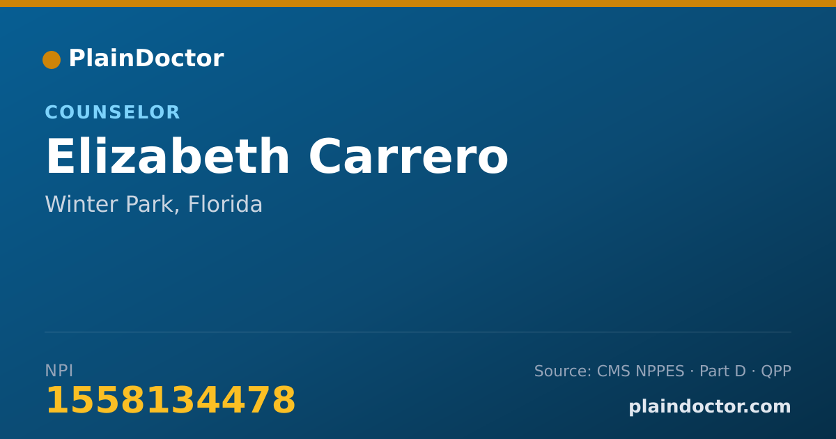 Shareable card for Elizabeth Carrero - Counselor, Winter Park, FL