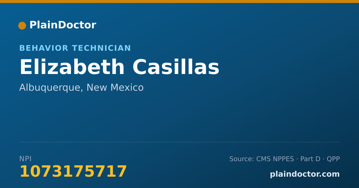 Shareable card for Elizabeth Casillas - Behavior Technician, Albuquerque, NM