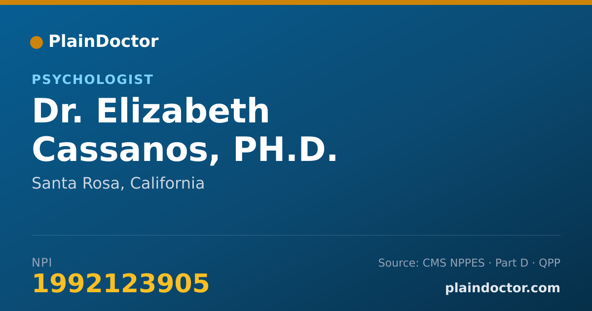 Shareable card for Elizabeth Cassanos, PH.D. - Psychologist, Santa Rosa, CA