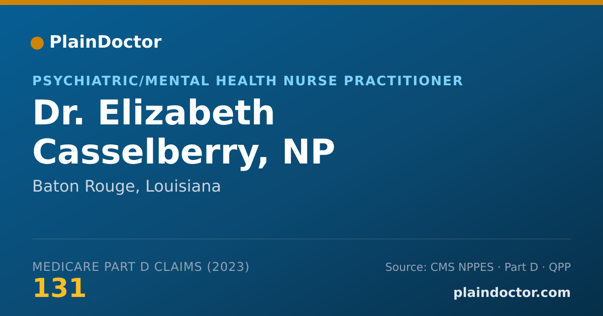 Shareable card for Elizabeth Casselberry, NP - Psychiatric/Mental Health Nurse Practitioner, Baton Rouge, LA