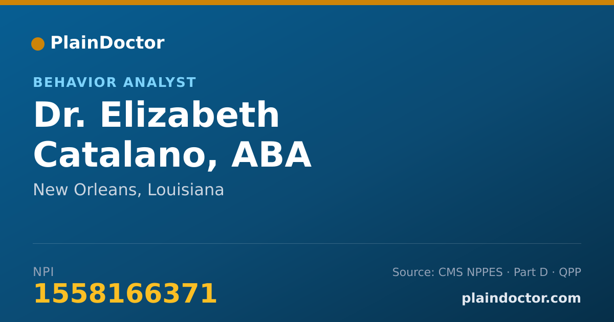 Shareable card for Elizabeth Catalano, ABA - Behavior Analyst, New Orleans, LA