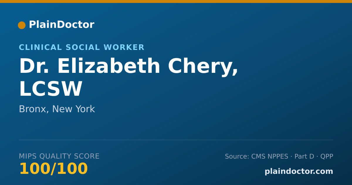 Shareable card for Elizabeth Chery, LCSW - Clinical Social Worker, Bronx, NY