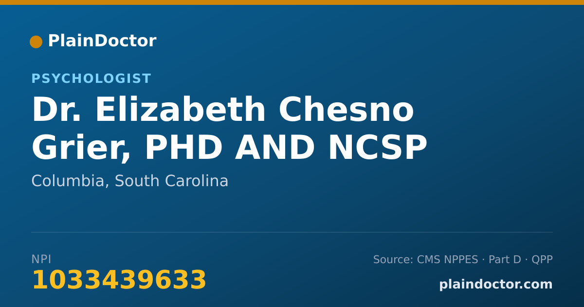 Shareable card for Elizabeth Chesno Grier, PHD AND NCSP - Psychologist, Columbia, SC