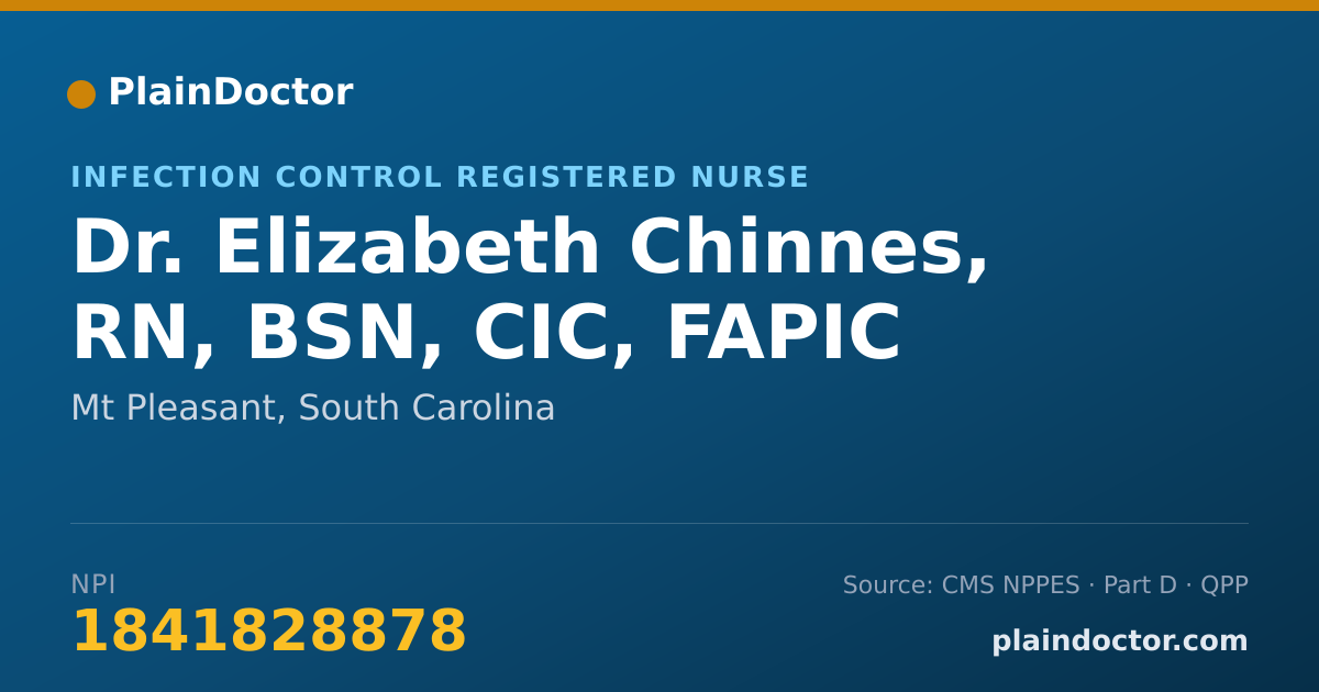 Shareable card for Elizabeth Chinnes, RN, BSN, CIC, FAPIC - Infection Control Registered Nurse, Mt Pleasant, SC