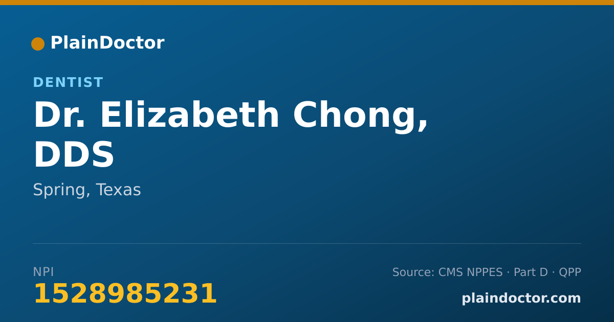 Shareable card for Elizabeth Chong, DDS - Dentist, Spring, TX