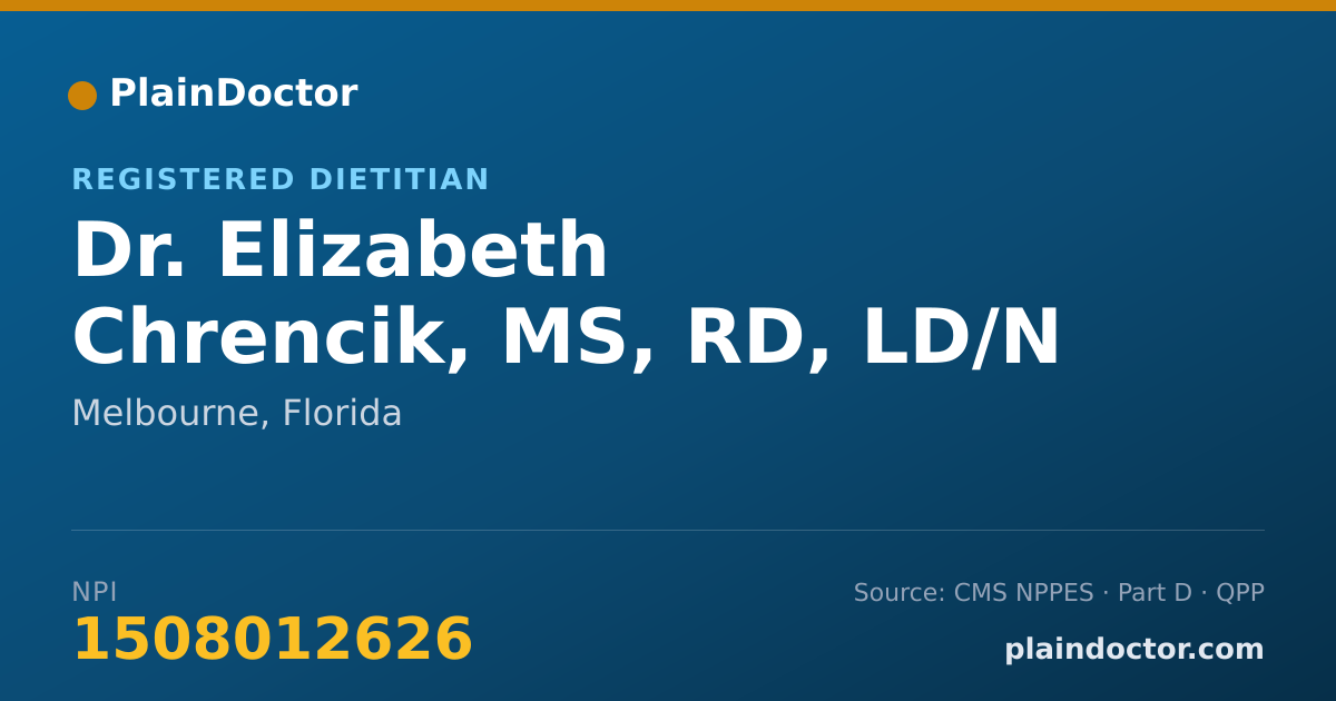 Shareable card for Elizabeth Chrencik, MS, RD, LD/N - Registered Dietitian, Melbourne, FL