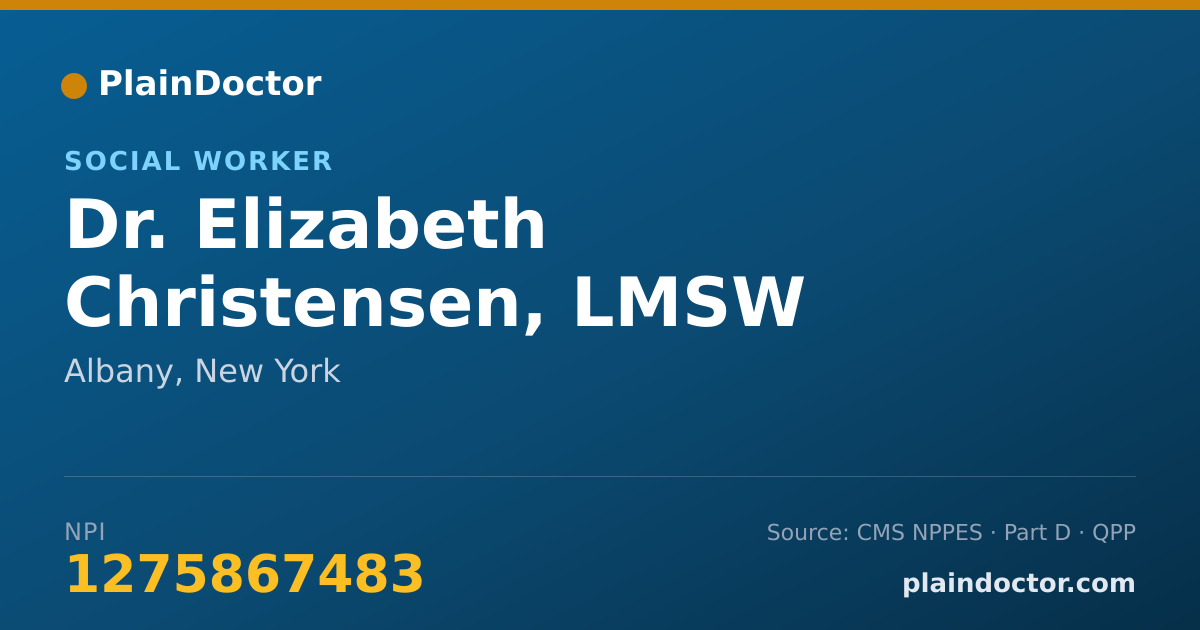 Shareable card for Elizabeth Christensen, LMSW - Social Worker, Albany, NY