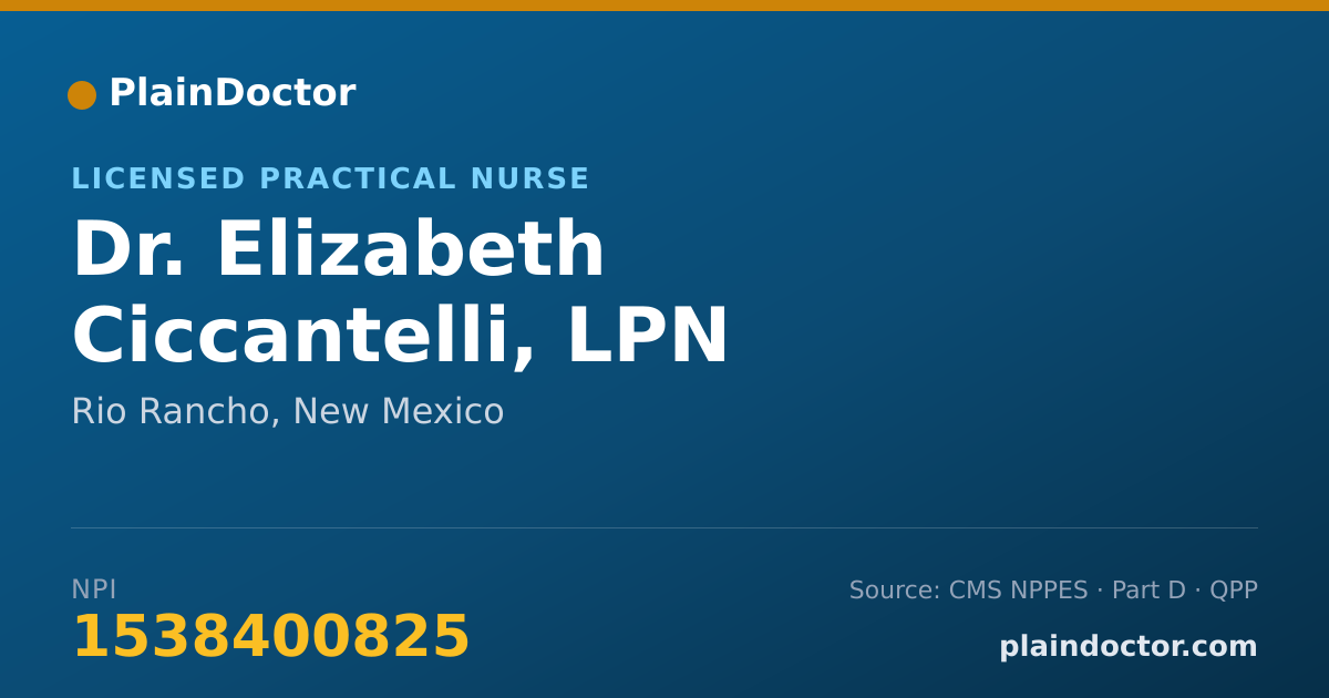 Shareable card for Elizabeth Ciccantelli, LPN - Licensed Practical Nurse, Rio Rancho, NM
