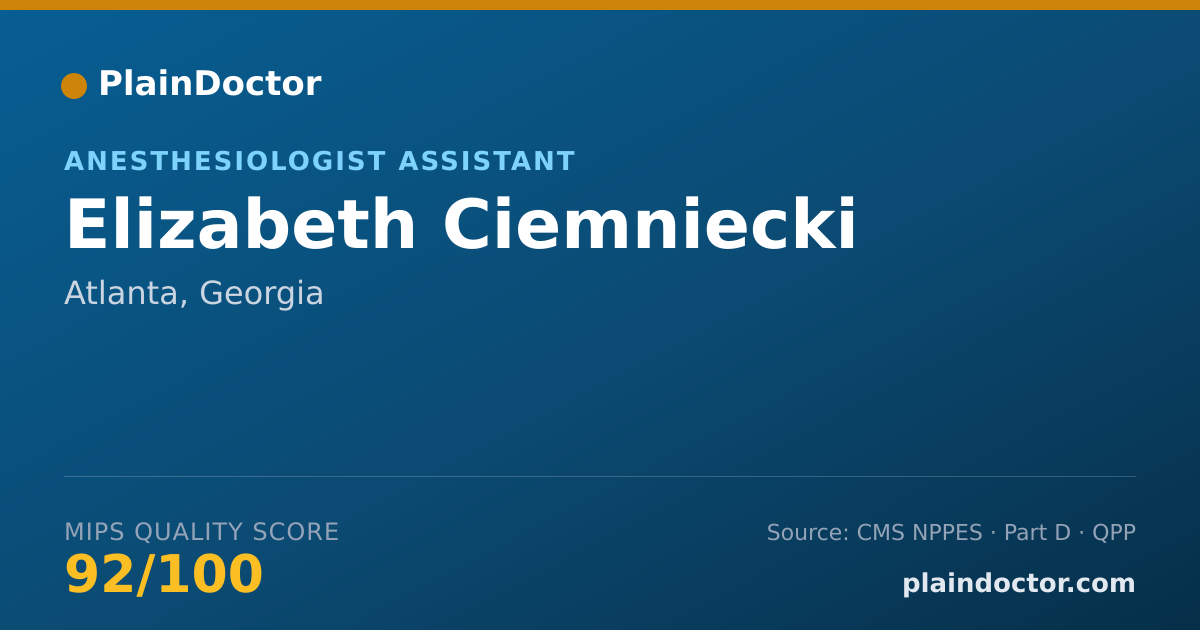 Shareable card for Elizabeth Ciemniecki - Anesthesiologist Assistant, Atlanta, GA