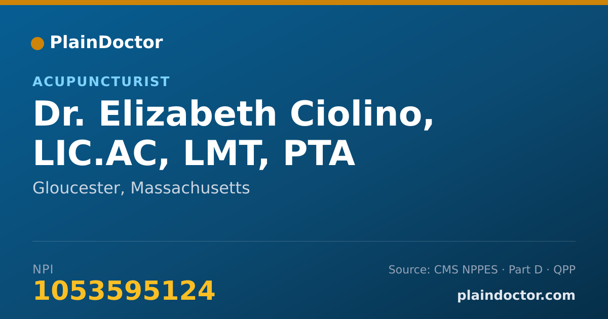 Shareable card for Elizabeth Ciolino, LIC.AC, LMT, PTA - Acupuncturist, Gloucester, MA