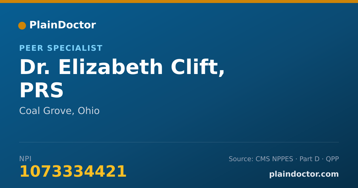 Shareable card for Elizabeth Clift, PRS - Peer Specialist, Coal Grove, OH
