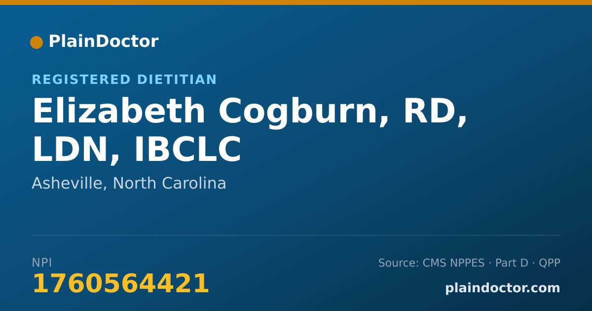 Shareable card for Elizabeth Cogburn, RD, LDN, IBCLC - Registered Dietitian, Asheville, NC