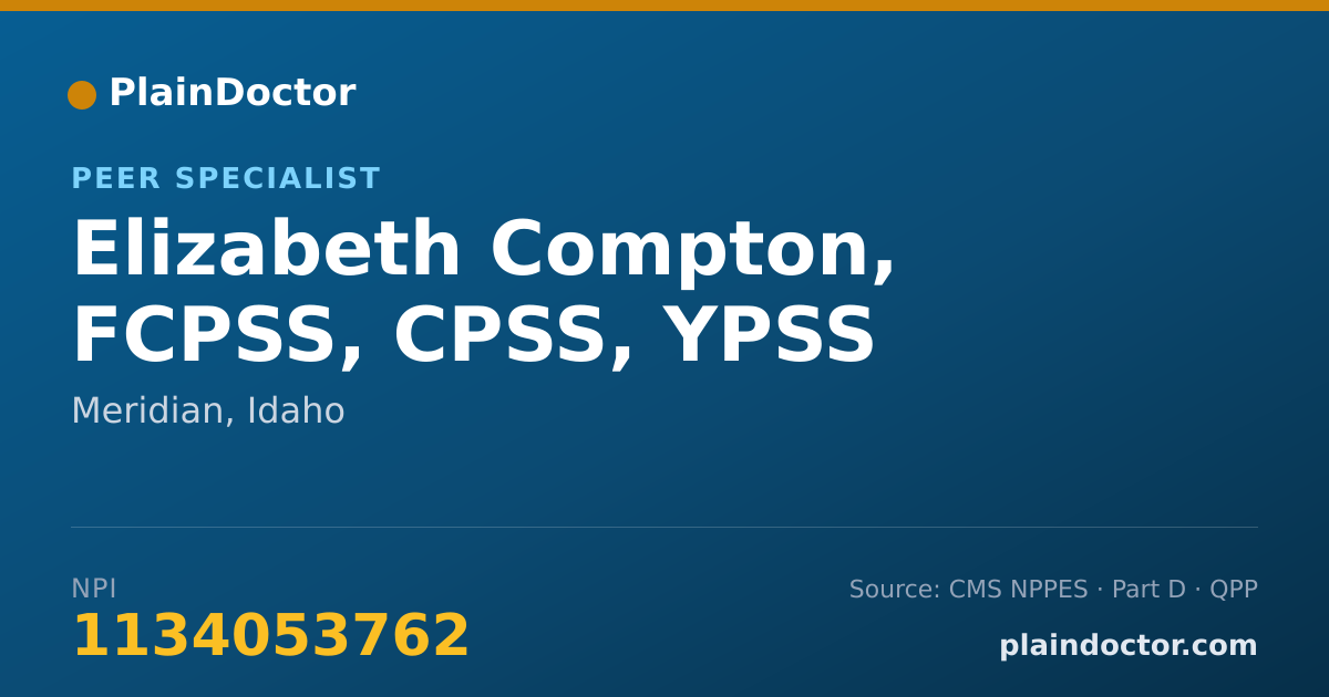 Shareable card for Elizabeth Compton, FCPSS, CPSS, YPSS - Peer Specialist, Meridian, ID
