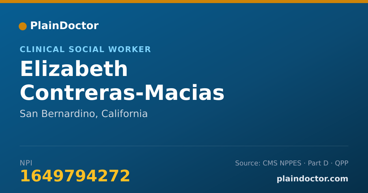 Shareable card for Elizabeth Contreras-Macias - Clinical Social Worker, San Bernardino, CA