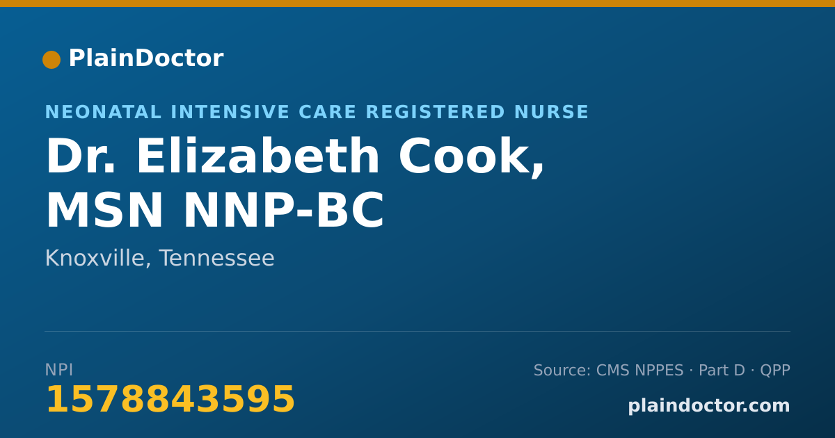 Shareable card for Elizabeth Cook, MSN NNP-BC - Neonatal Intensive Care Registered Nurse, Knoxville, TN