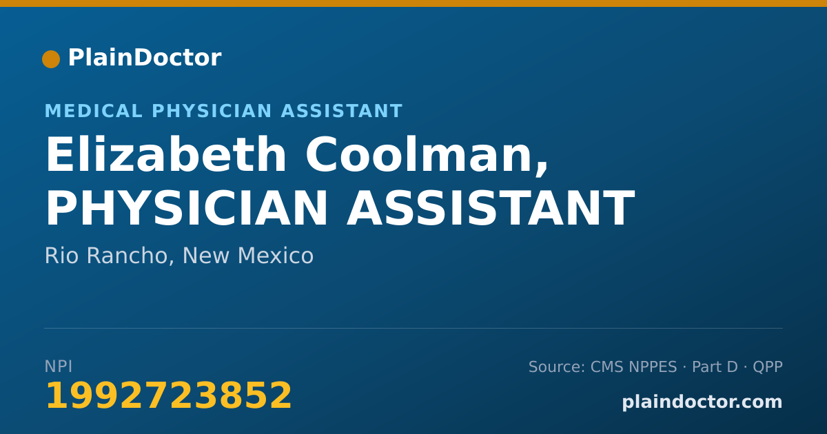 Shareable card for Elizabeth Coolman, PHYSICIAN ASSISTANT - Medical Physician Assistant, Rio Rancho, NM