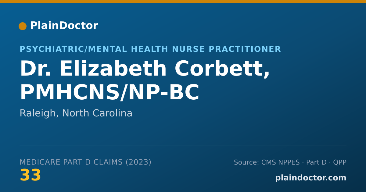 Shareable card for Elizabeth Corbett, PMHCNS/NP-BC - Psychiatric/Mental Health Nurse Practitioner, Raleigh, NC