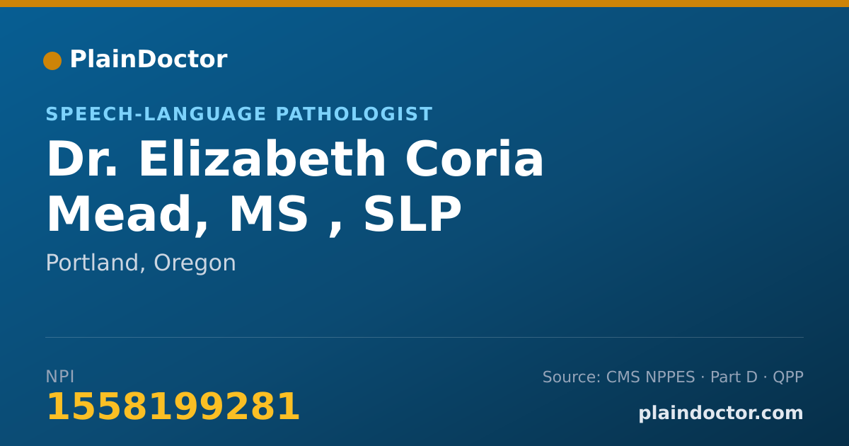 Shareable card for Elizabeth Coria Mead, MS , SLP - Speech-Language Pathologist, Portland, OR