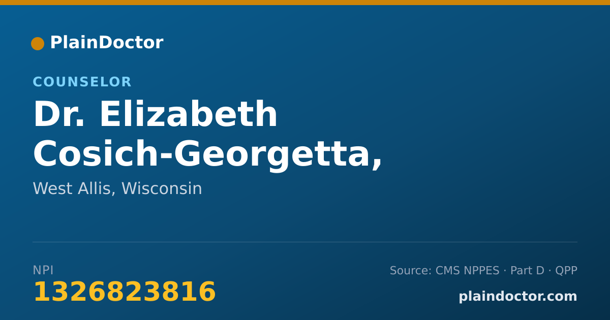 Shareable card for Elizabeth Cosich-Georgetta, LPC-IT - Counselor, West Allis, WI