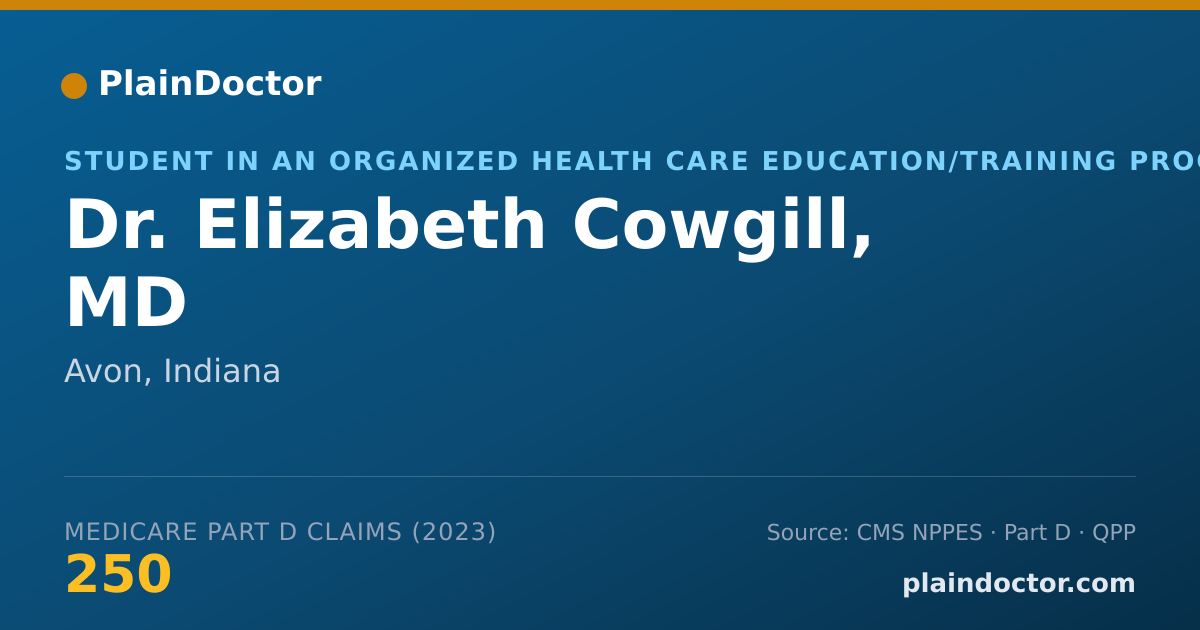 Shareable card for Elizabeth Cowgill, MD - Student in an Organized Health Care Education/Training Program, Avon, IN