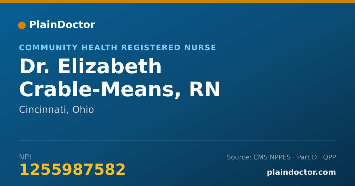 Shareable card for Elizabeth Crable-Means, RN - Community Health Registered Nurse, Cincinnati, OH