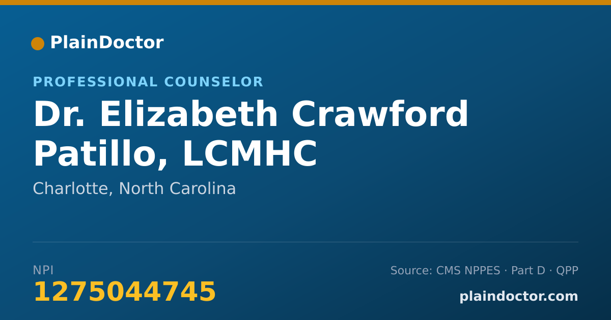 Shareable card for Elizabeth Crawford Patillo, LCMHC - Professional Counselor, Charlotte, NC