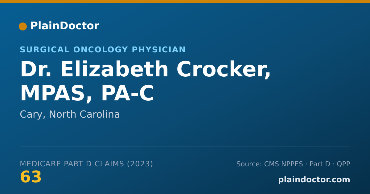 Shareable card for Elizabeth Crocker, MPAS, PA-C - Surgical Oncology Physician, Cary, NC