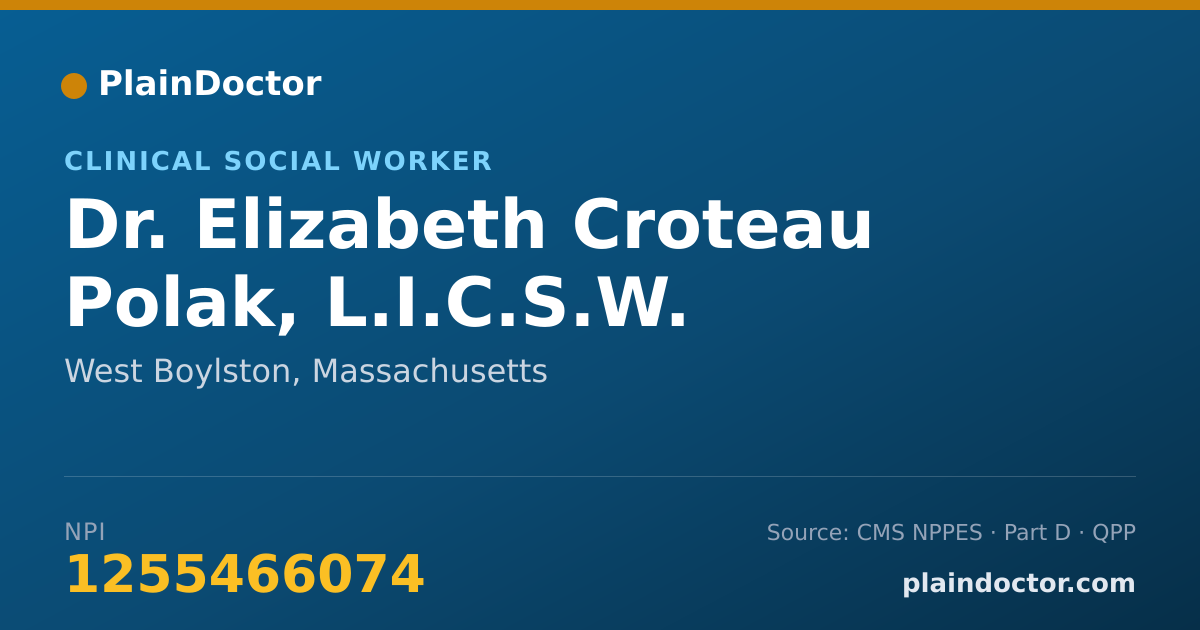 Shareable card for Elizabeth Croteau Polak, L.I.C.S.W. - Clinical Social Worker, West Boylston, MA