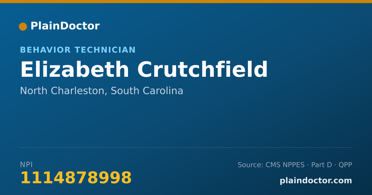 Shareable card for Elizabeth Crutchfield - Behavior Technician, North Charleston, SC