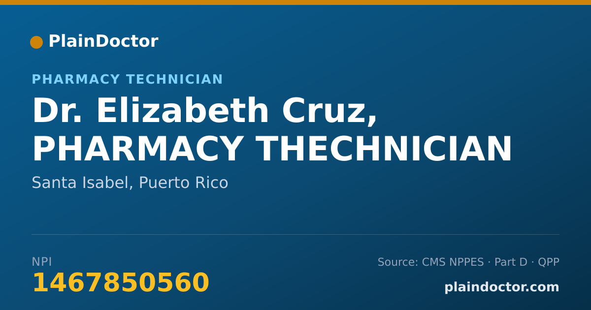 Shareable card for Elizabeth Cruz, PHARMACY THECHNICIAN - Pharmacy Technician, Santa Isabel, PR