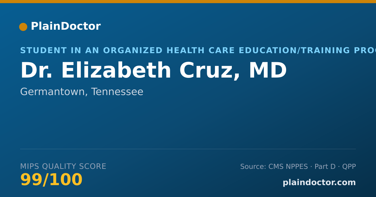 Shareable card for Elizabeth Cruz, MD - Student in an Organized Health Care Education/Training Program, Germantown, TN