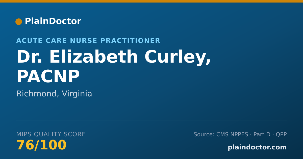 Shareable card for Elizabeth Curley, PACNP - Acute Care Nurse Practitioner, Richmond, VA