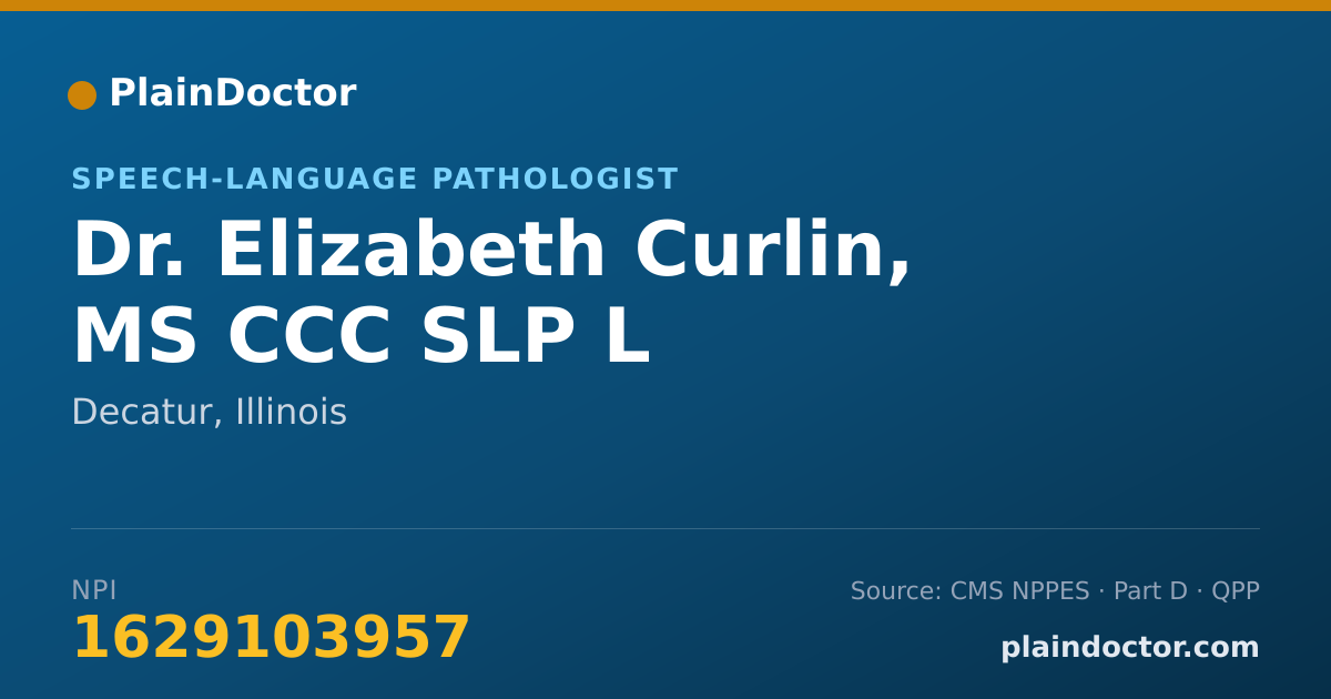 Shareable card for Elizabeth Curlin, MS CCC SLP L - Speech-Language Pathologist, Decatur, IL