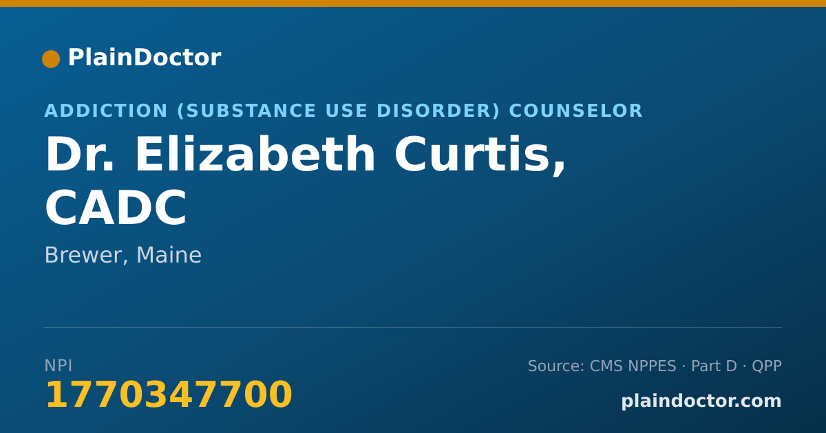 Shareable card for Elizabeth Curtis, CADC - Addiction (Substance Use Disorder) Counselor, Brewer, ME